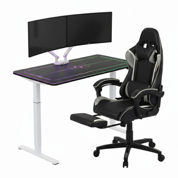 Zestaw gamingowy Spacetronik biurko elektryczne RGB uchwyt fotel 120x60