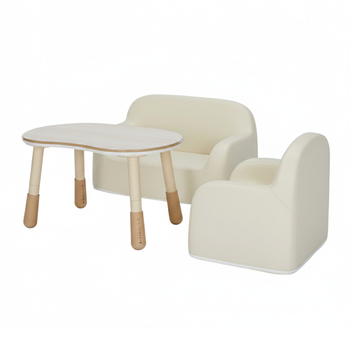 Zestaw mebli dziecięcych Spacetronik – stolik regulowany, sofa i fotelik waniliowy