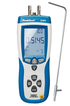 Miernik Różnicy Ciśnień Anemometr z USB PeakTech 5145